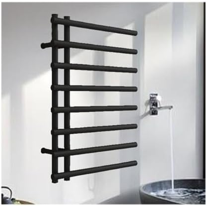 Wall Mounted Black Heated Towel Rack - Electric Stainless Steel Bathroom Heater, Energy-Efficient tatic Design for Luxurious Warmth and Comfort, Hardwired for Easy Installation