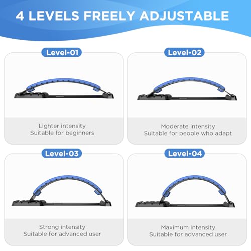 Back Stretcher for Lower Back Pain Relief, 4 Level Adjustable Lumbar Back Cracker Board, Back Cracking Device, Back Massager for Scoliosis, Spine Decompression and Lumbar Decompression(Black) - Image 6