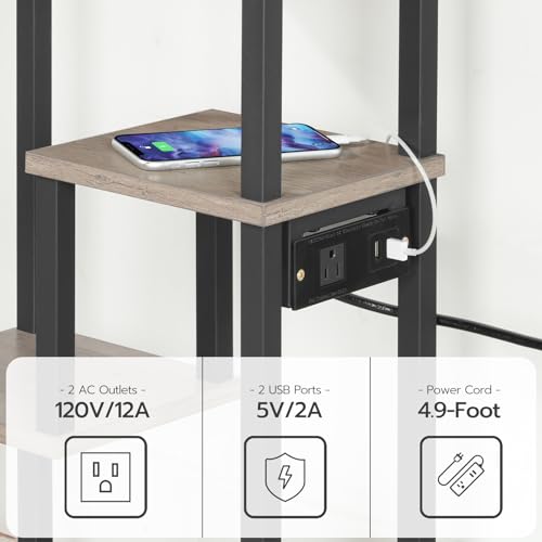 HOOBRO-Narrow-End-Table-with-Charging-Station-Side-Table-with-Ladder-Shelf-for-Small-Spaces-Nightstand-with-Outlet-and-USB-Ports-Bedside-Table-for-Living-Room-Greige-and-Black-BG123UBZ01