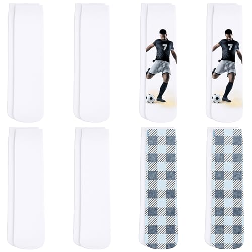 Geyoga 8 Pairs Blanks Polyester Sublimation Socks 15.7 Inch Personalized Printable Athletic Socks for Men Women People DIY Gifts Party Favors Decoration Supplies