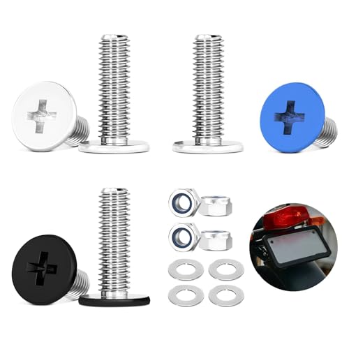 Kennzeichen Schrauben Kennzeichenschrauben - Nummernschild Schrauben für Kennzeichenhalter Motorrad Kennzeichen Edelstahl Schrauben Set mit Flansch für Motorrad Moped Roller (6 STK M5X17mm)