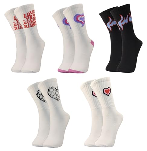 Image of TRAZO Women's Calf Length Designer Printed Multicolor, Multi-Purpose Socks | Socks for Women (Pack of 5)