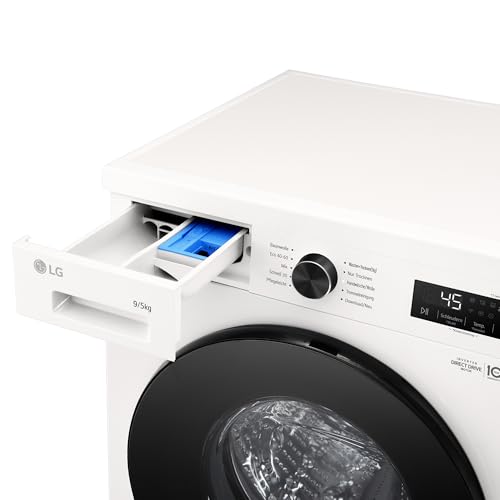 LG Waschtrockner (9 kg / 5 kg, 1.400 U./Min.), Weiß mit weißem Bullaugenring W4WB3095Y