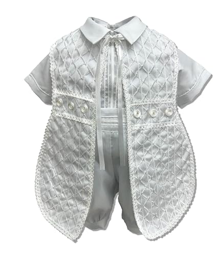 Recopilación de Ropa de bautizo para Bebé del mes. 48 Ropón De Bautizo Elegante para Bebe Niño de 0 a 2 años - Modelo Lucas Marca Princesita Mia (Blanco, 1-2 años)