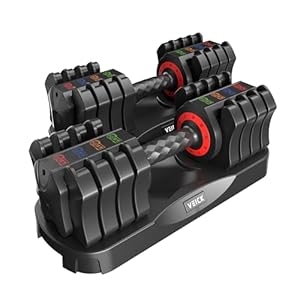 VEICK 25 lbs Adjustable Dumbbell with Anti-Slip Turning Handle, Fast Adjust Weight for Men Women, Exercise Equipment with Tray for Home Gym Full Body Workout Fitness