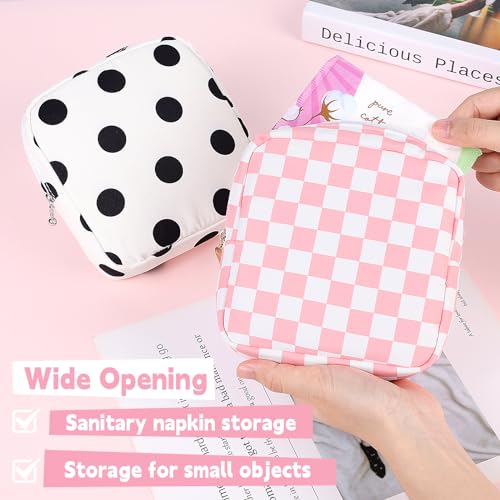 Image of Period Bag Pouch Soft Cloth Sanitary Napkin Storage Bag Portable Menstrual Pad Pouches Tampon Holder for Purse First Period Kit for Girls 9-12 (Black Striped Dog)