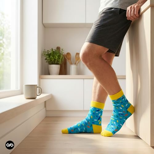 DYNAMOCKS Men's and Women's Combed Cotton Ankle Length Socks (Pack of 4) (Multicolour, Free Size)