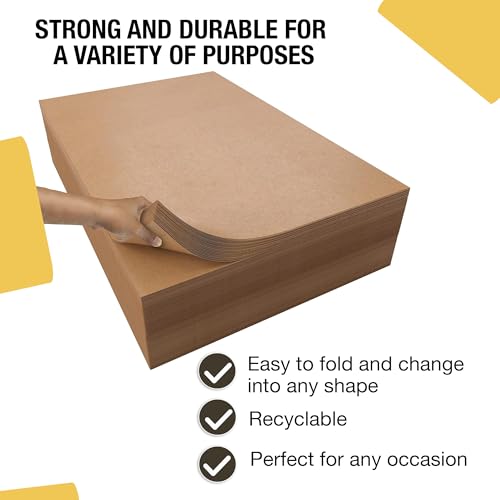 Folhas de papel kraft – 38 x 50 cm – 480 folhas de papel de embrulho marrom – papel de artesanato re