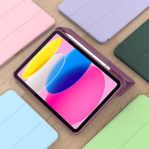 Image of ToaPoia Case for iPad (A16) 11 Inch 2025 /iPad 10th Generation 10.9 Inch 2022, Slim Trifold Stand Protective Cover with Pencil Holder and Soft TPU Back,Support Auto Sleep /Wake (Plum)