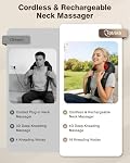 Cotsoco Neck Rechargeable Massager with Heat, Shiatsu Back Neck and Shoulder Massager, 4D Deeper Tissue Kneading Electric Massage Pillow for Home Car and Office, Gifts for Women/men/Mom/Dad