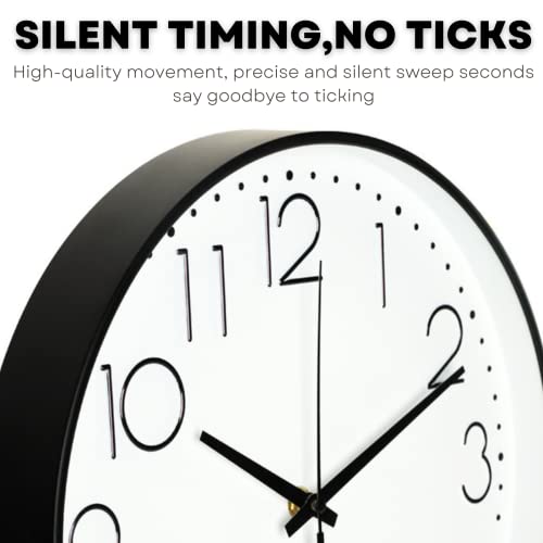Suohui 12 Inch Silent Wall Clocks Battery Operated Non-Ticking Round Clock Symple Modern Style For/Office/School/Classroom/Home/Livingroom Decor(White Dial) #TOP3
