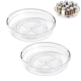 YESAH 2 Stück Drehbare Aufbewahrungsplatte Kunststoff,23cm,Kleiner Transparenter Lazy Susan Organizer,360° Drehteller spülmaschinengeeignet,Gewürz Organizer für Küche,Vorratsschrank,Bad und Kosmetik