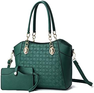 HUIUEITW Women Handbags Purses Wallet Shoulder Bags Top Handle Satchel Purse Tote Work Bag Set 2pcs (Green)