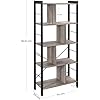 VASAGLE Bookshelf, Bookcase, 5 Tiers, Office Shelf, Open Shelf, Large, Metal Structure, Industrial Style, Heather Greige and Ink Black LBC012B02