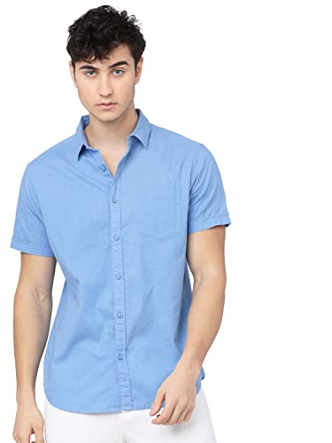 Image of Ketch Men's Cotton Slim Fit Solid Half Sleeve Shirt