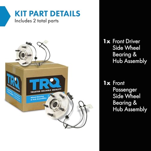Image of TRQ 2 Piece Front Wheel Bearing & Hub Assembly Set Compatible with 2007-2008 Chrysler Pacifica