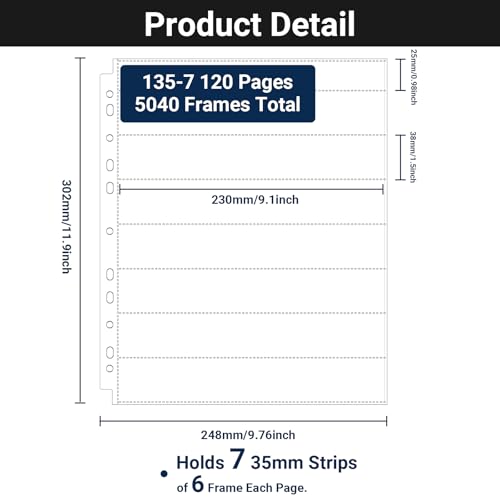 Image of 35mm Film Holder 135-7, Acid Free Film Negative Sleeves, 35mm Negative Sleeves for Film Negative Storage, Pack of 120, Up to 5040 Frames