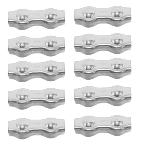 Amosfun Morsetti per Cavi in Acciaio Inox 6 Pezzi M6 Doppio Bullone Morsetto a Clip per Funi Metalliche Resistente alla Corrosione per Uso Industriale, Officina e Applicazioni