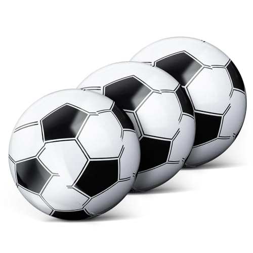 Grevosea 3 Stück Aufblasbarer Ball, 25cm Aufblasbarer Fußball Klein Aufblasbarer Strandball für Kinder Pool Fußball Wasserball für Sommer Strand Schwimmen Pool Sport Spiel Party Supplies