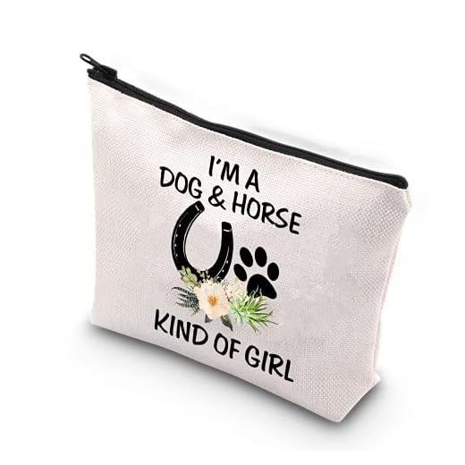 BDPWSS Dog Lover Gifts Horse Makeup Bags For Women Teen Girls I'm a Dog And Horse Kind Of Girl Paw Print Horseshoe Gift For Dog Mom Horse Lover Cowgirl Equestrian Gifts (Dog horse girl)