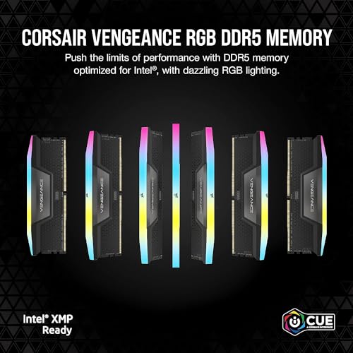 Image of CORSAIR VENGEANCE RGB DDR5 RAM 32GB (2x16GB) 7200MHz CL34 Intel XMP iCUE Compatible Computer Memory - Black (CMH32GX5M2X7200C34)
