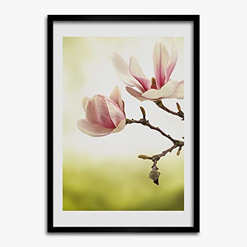 Cadre photo 50x70 cm bois MDF Tulup affiche fleurs de magnolia tableau