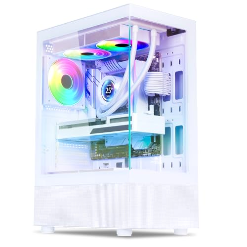 Spirit Of Gamer - Boitier PC Gamer RGB, 3 Ventilateurs 120 mm ARGB, Compatible ATX/mATX, Moyen Tour Gaming Vide, Face Lateral et Avant en Verre Trempé, Optimisé pour le Refroidissement - SPECTRA WHITE