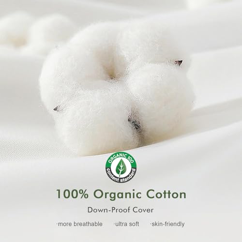 Image of TOPGREEN Ogranic Feathers Down Pillow Inserts 18x18, Pack of 4, White | 100% Organic and Double-Layer Down-Proof Cotton Cover, Ethical-Sourced Feather Down Filling, Soft Yet Supportive