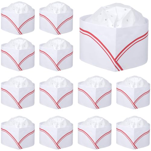 INOOMP Toques De Chef Jetables 20 Pièces Avec Trous D'Aération Taille Ajustable Chapeaux De Cuisine En Papier Léger Pour Fêtes Cosplay Événements...