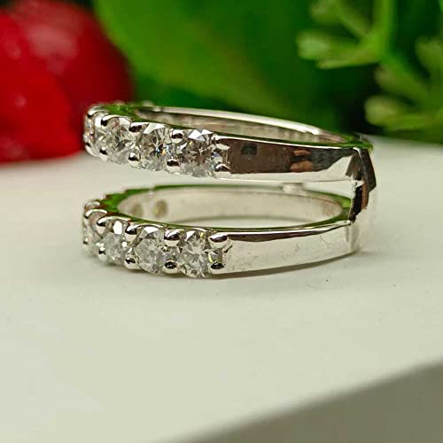 Ritzin Enhancer Round Brilliant Cut White Moissanite Diamond 925 Sterling Silver Ring Guard - 3 Mm (6) #TOP6