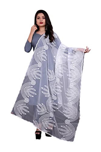 Dupatta en filet blanc pour mariages et fêtes traditionnelles