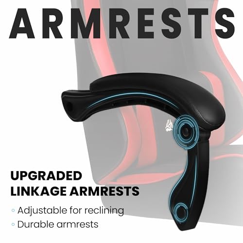 N-GEN GAMING Silla de videojuegos con reposapiés, soporte lumbar para el hogar, oficina, respaldo alto, reclinable, altura ajustable, ergonómica, cómoda, de cuero, silla de escritorio (rojo)