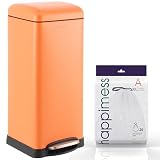 happimess HPM1007G Betty Retro-Mülleimer, 30 L, Step-Open-Mülleimer, fingerabdruckresistent, modern, minimalistisch, für Zuhause, Küche, Waschküche, Büro, Schlafzimmer, Bad, Orange (Carrot Cake)