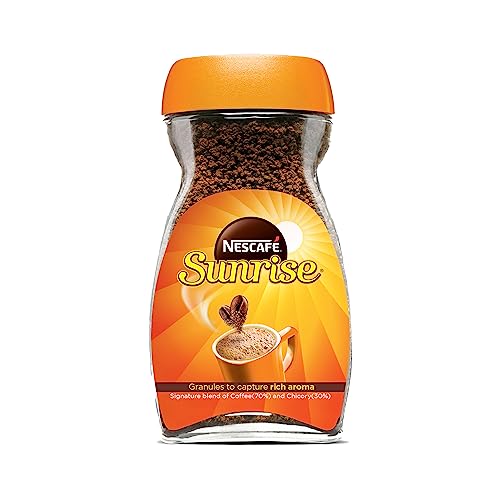 Image of Sunrise Instant Coffee Powder by Nescafe | Rich Aroma for the perfect start to your day | Coffee Chicory-Mix | 190g Jar