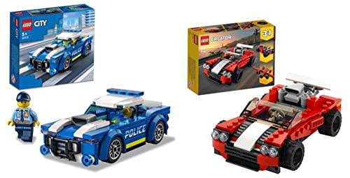 Image of LEGO City Police Car 60312 Building Kit+Sports Car-(Set of 2Toys)