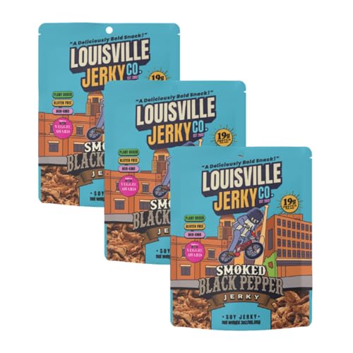 Louisville Jerky Co. Smoked Black Pepper Plant Based Jerky, Vegan...
