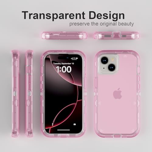 Follaroma for iPhone 15 Plus Case, Heavy Duty Shockproof Protection Phone Cases, Anti-Drop, Dual Layer Transparent Protective Cover Compatible with iPhone 15 Plus, 6.7 inch, Light Pink by Follaroma - Used condition - Image 6