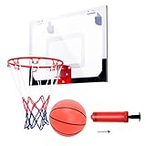 RELAX4LIFE Basketball Backboard, Basketballkorb Wandmontage, Basketballbrett Basketball Rack, Basketball Hoop Kit mit Ring & Netz, inkl. Mini-Basketball & Pumpe, Basketball-Set Büro & Spielzimmer