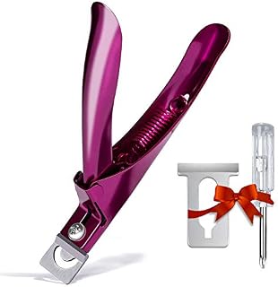 Elegant Violet Red Premium Adjustable Stainless Steel Artificial Acrylic Fake False Nail Tip Clipper Cutter Trimmer Manicure Pedicure Sharp Blade Clip Tool For Salon Home Nail Art Beauty Design DIY