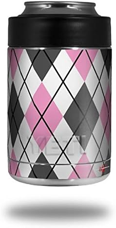 Argyle rosa y gris – Etiqueta autoadhesiva estilo piel envolver Fits Yeti Rambler colster y rtic puede (Cooler no incluido)
