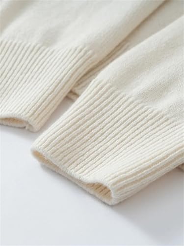 Men Winter Long Sleeve Cashmere Sweater Casual Knitwear Soft Warm Pullover Tops Ivory2