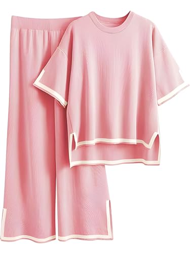Image of TYSORT Women Casual Summer co ords Set Track Suit Oversized Top Baggy Pant,Top and Pajama Set