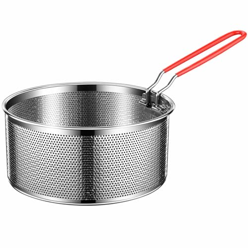 Temperature Resistant Deep Fry Basket For Cooking Stainless Steels Deep Fry Basket Round Net Serving Food Strainers Round Deep Fry Basket Home Frying Basket