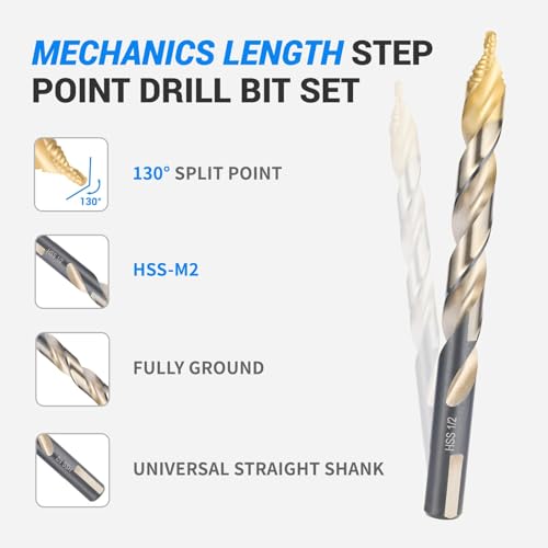 Novorik COBALT DRILL BIT SET 29PC ROUND BOX Mechanics Length Step Point Drill Bit Set 1/16 Inch thumb #4