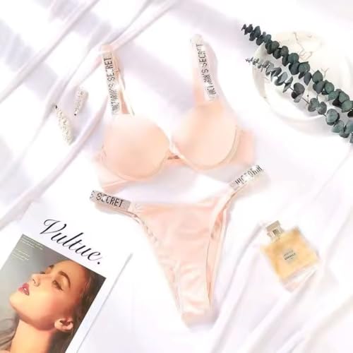 Image of Women Girl's Plain Cotton Padded Push-up Wireless Underwired Sports Non Padded Regular V Secret Everyday Wear Stylish Wired Non-Wired Full Coverage T-Shirt Solid Bra Underwear Lingerie Set