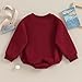 Gueuusu Christmas Bubble Romper Baby Girl Boy Newborn Warm Sweatshirt Romper Red Long Sleeve Fleece Sweater Bodysuit Outfit (Red, 12-18 Months)