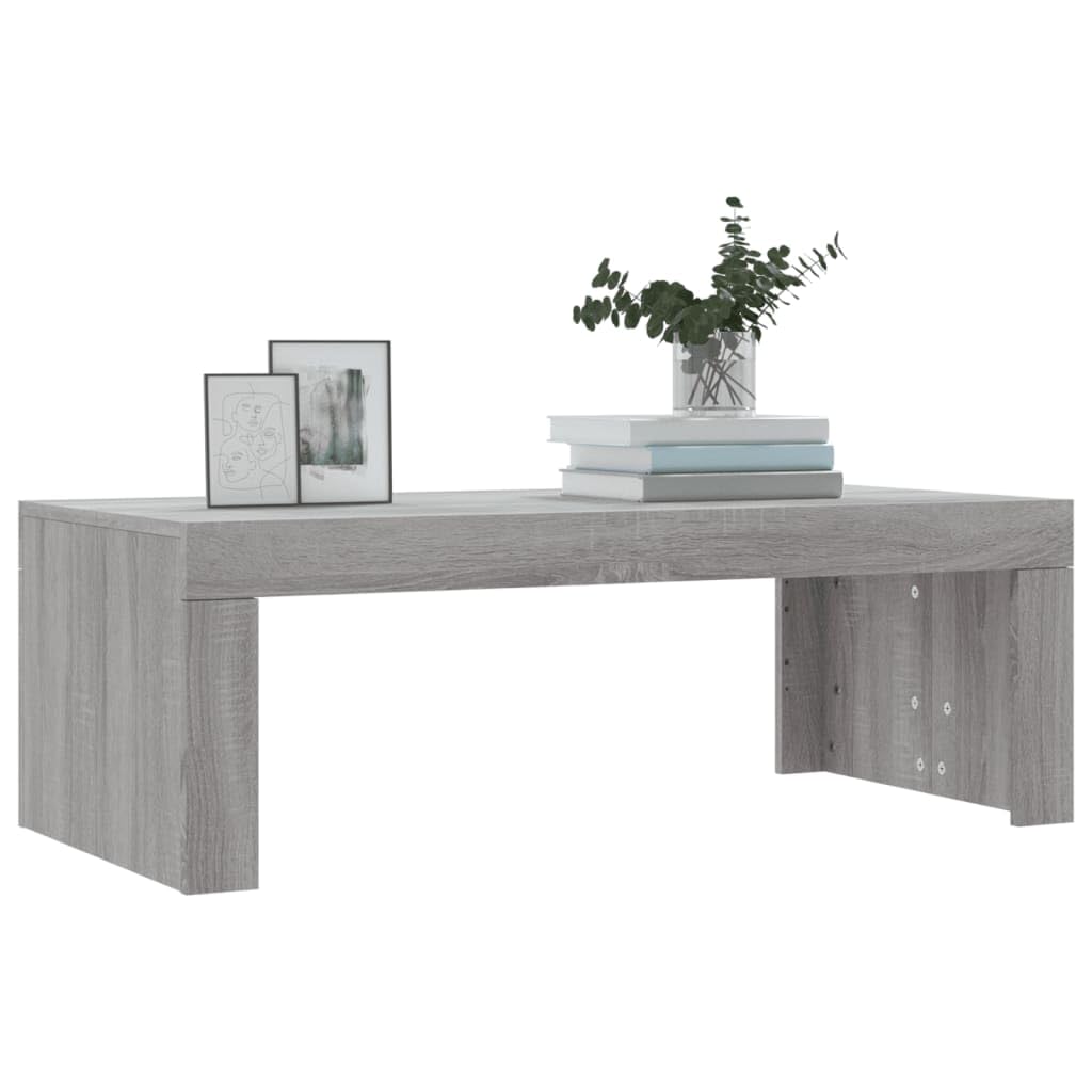 Homgoday Table basse grise Sonoma 102 x 50 x 36 cm en bois d'ingénierie, table d'appoint pour salon, salle de réception d'invités, chambre à coucher et mobilier de bureau