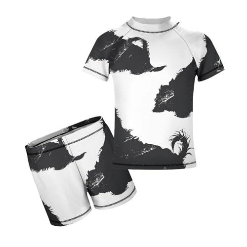 West Highland Terrier SilhouettesChildren's Casual Swimsuit Set - Simple and Versatile7-9Y（120cm）