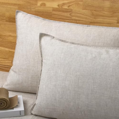 CHUFFED 100% French Linen Pillow Cases Queen Size Set of 2, Stone Washed Flax Pillow Shams with Zipper Closure - Breathable & Cooling for Hot Sleepers,20x30 Inches, Natural Linen by CHUFFED - Used condition - Image 7