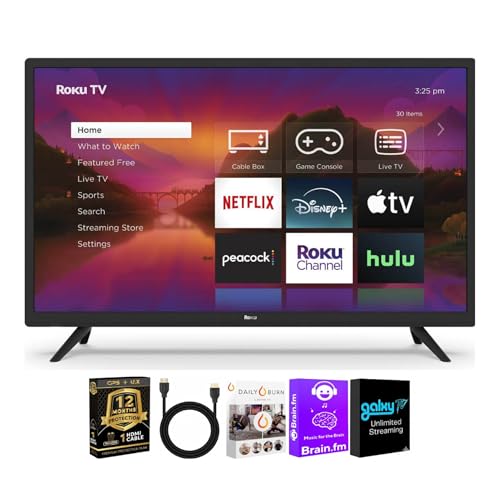 Roku 32-inch Select Series Full HD Smart TV Bundle 1080p LED Display, Dolby Audio, Works with Alexa, Voice Remote, Bluetooth Mode, w/AUX HDMI Cable, CPS 1-Year Protection Plan+Streaming kit (Renewed)